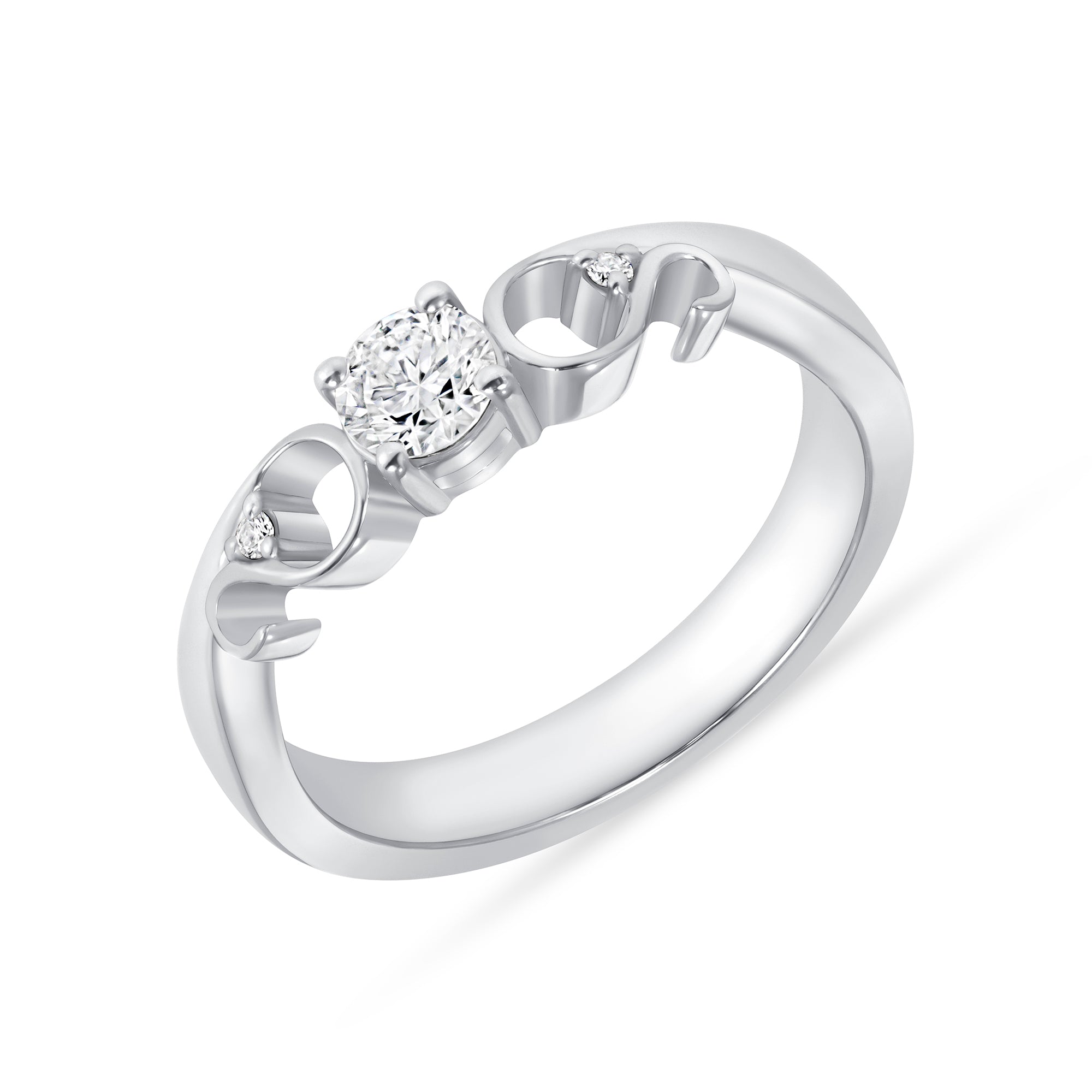 Round Diamond Solitaire in a Sculpted Setting in Platinum