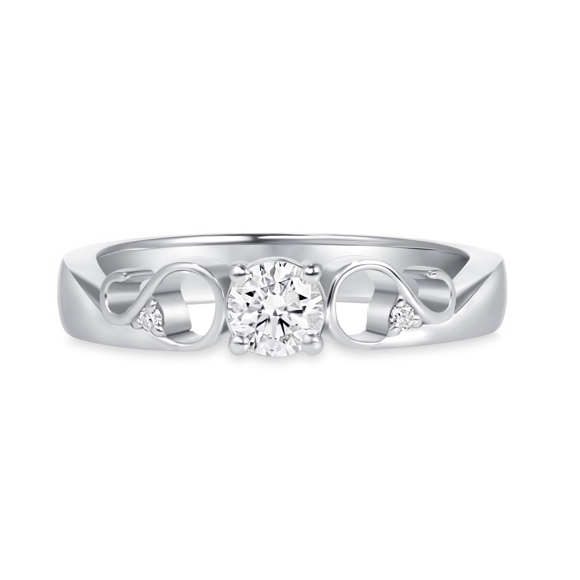 Round Diamond Solitaire in a Sculpted Setting in Platinum