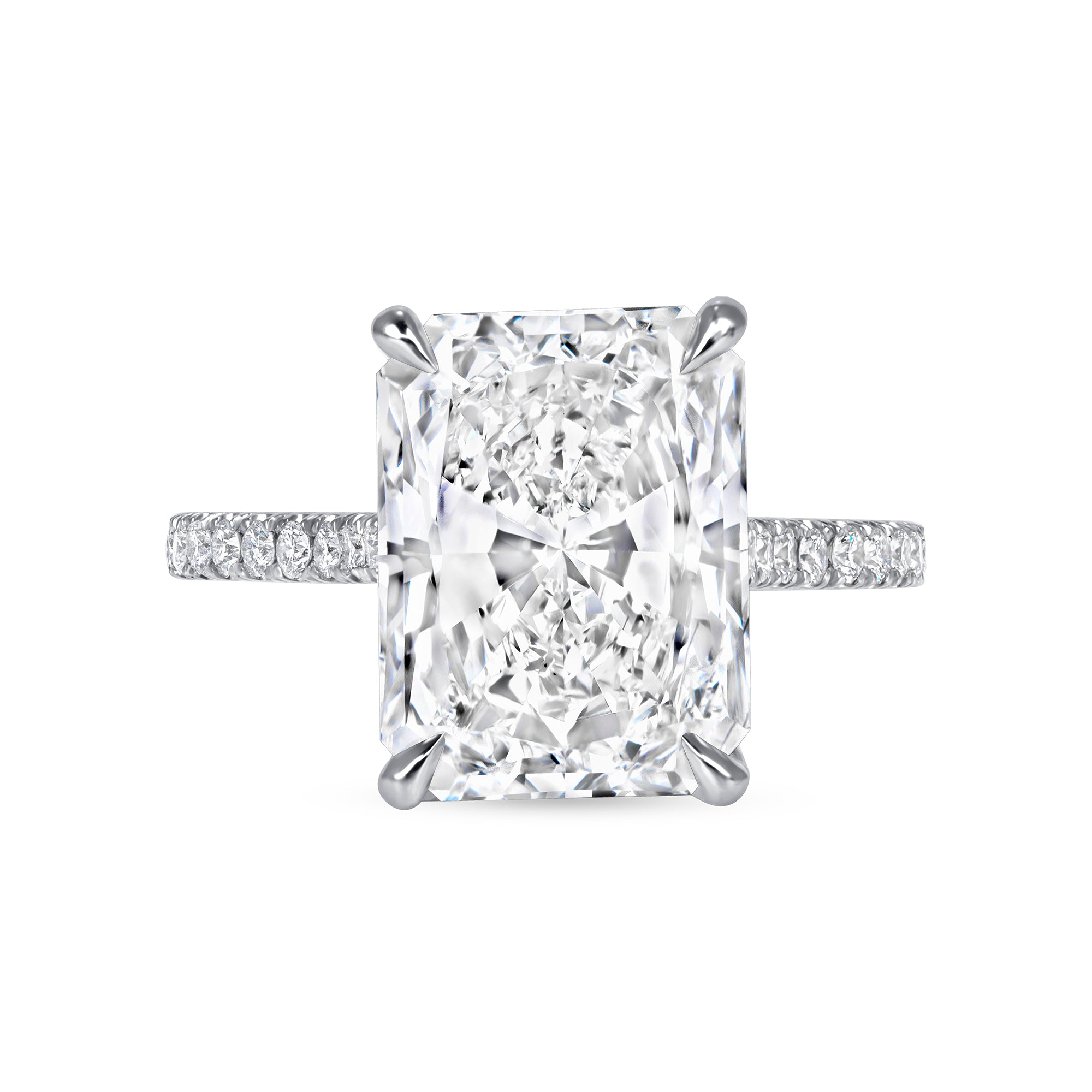 Radiant Cut Diamond Pavé Engagement Ring in Platinum