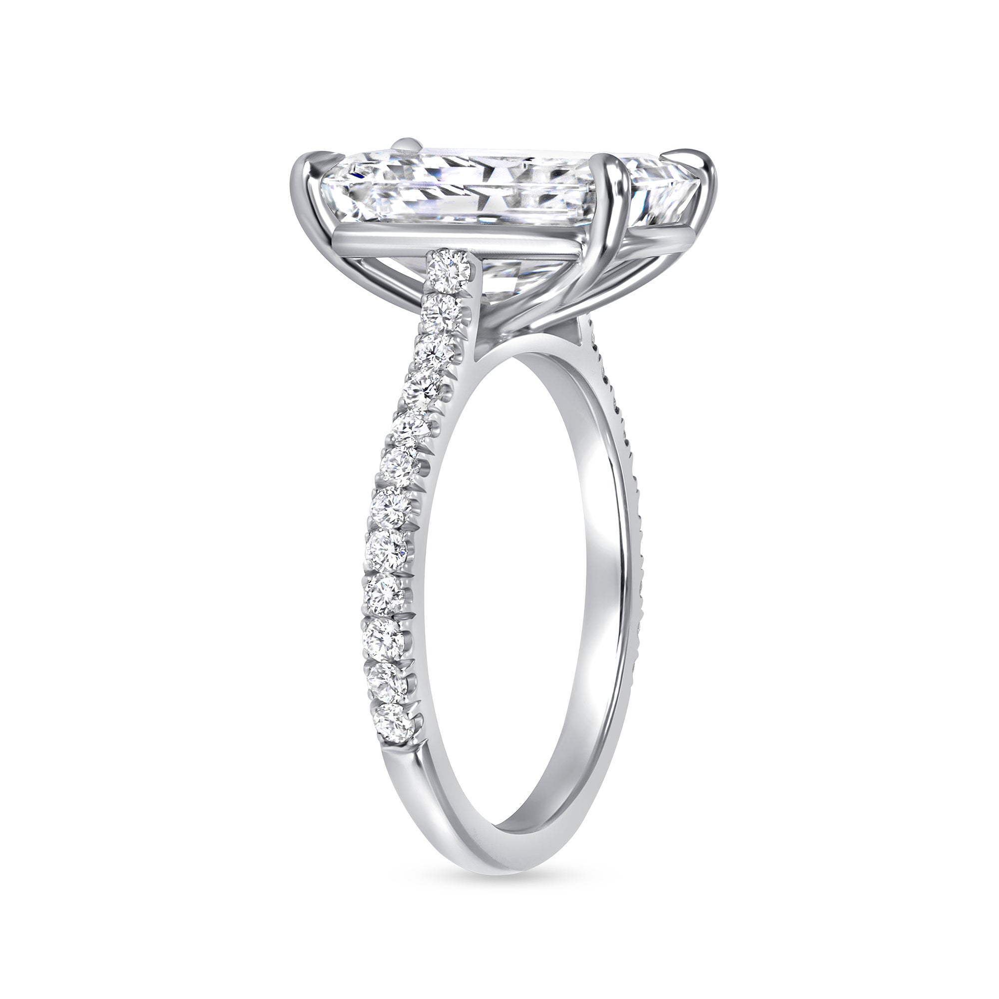 Radiant Cut Diamond Pavé Engagement Ring in Platinum