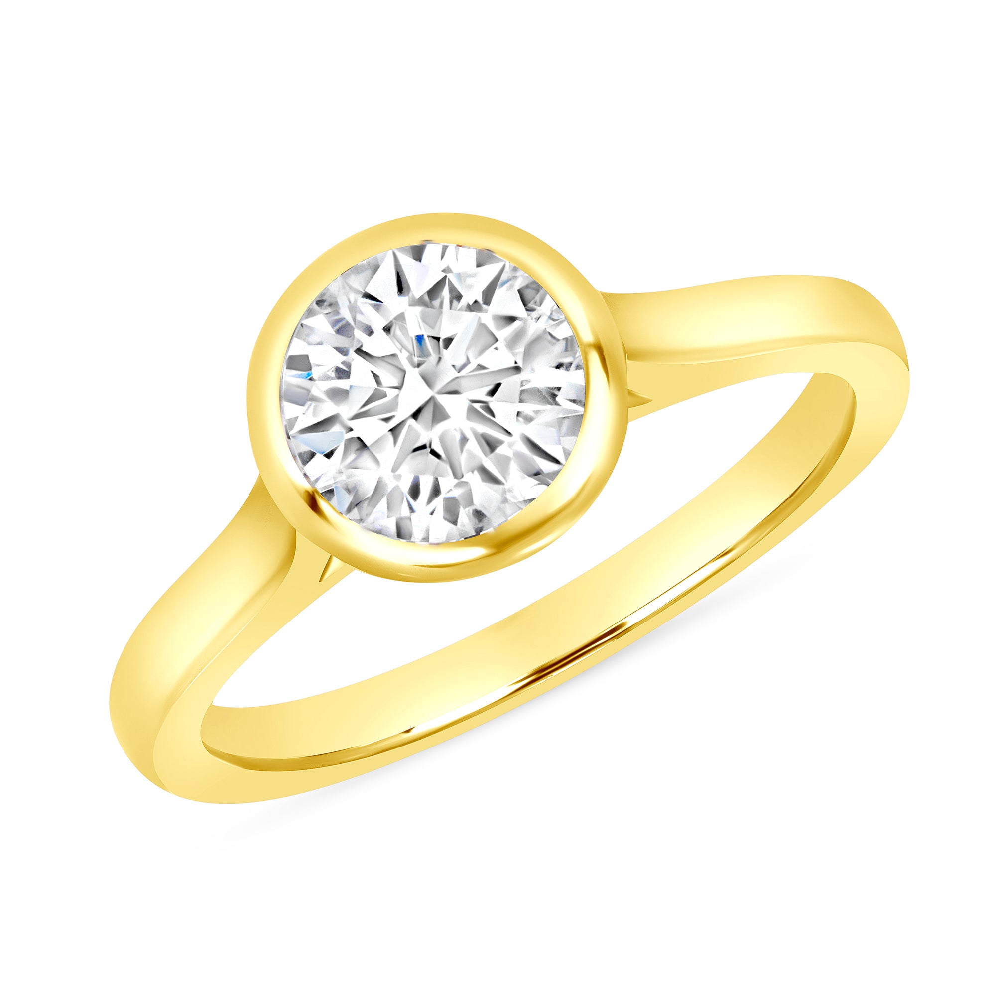 Bezel-Set Diamond Solitaire Ring in 18K Yellow Gold