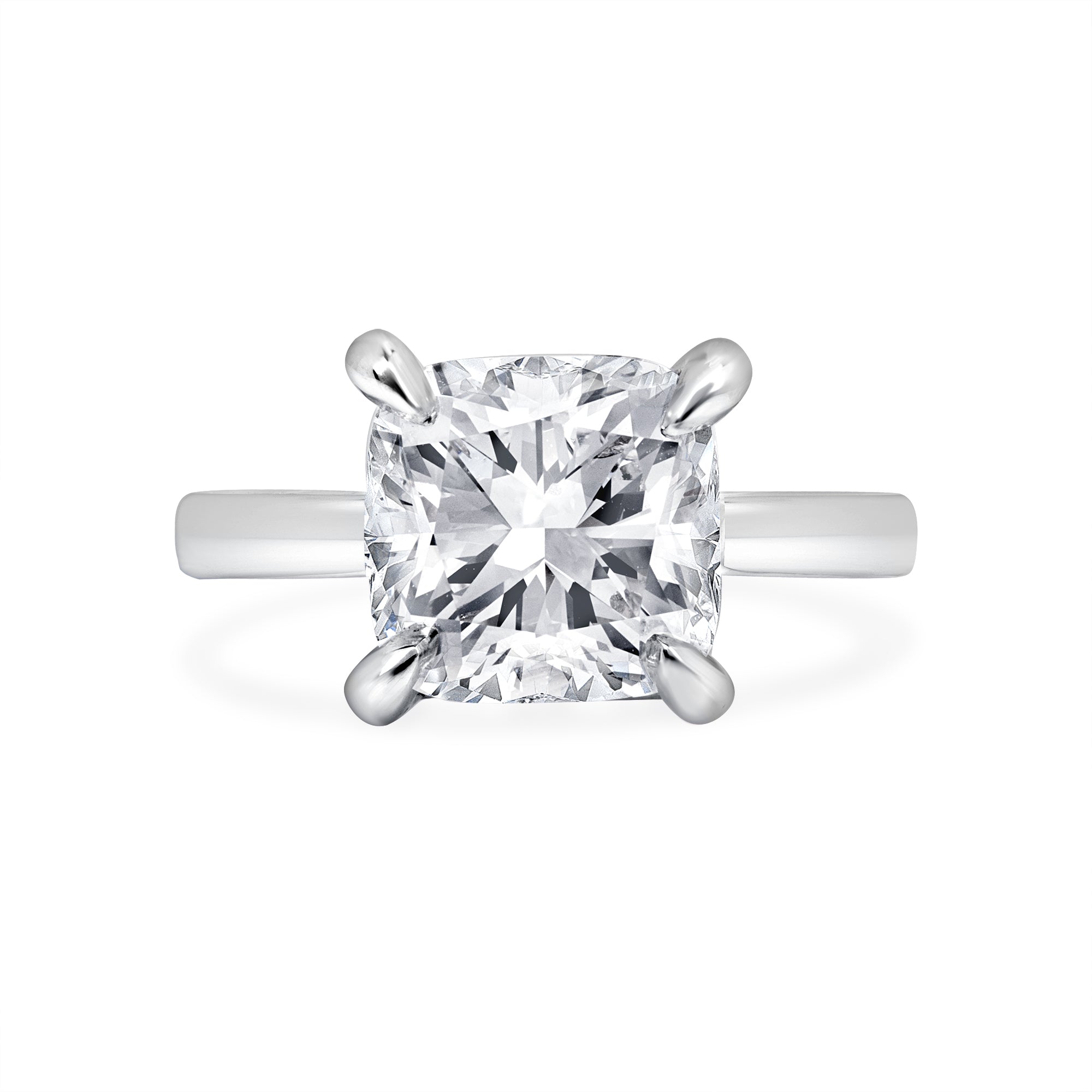 4.08ct Cushion Cut Diamond Solitaire Ring in 18k White Gold Band, GIA Certified