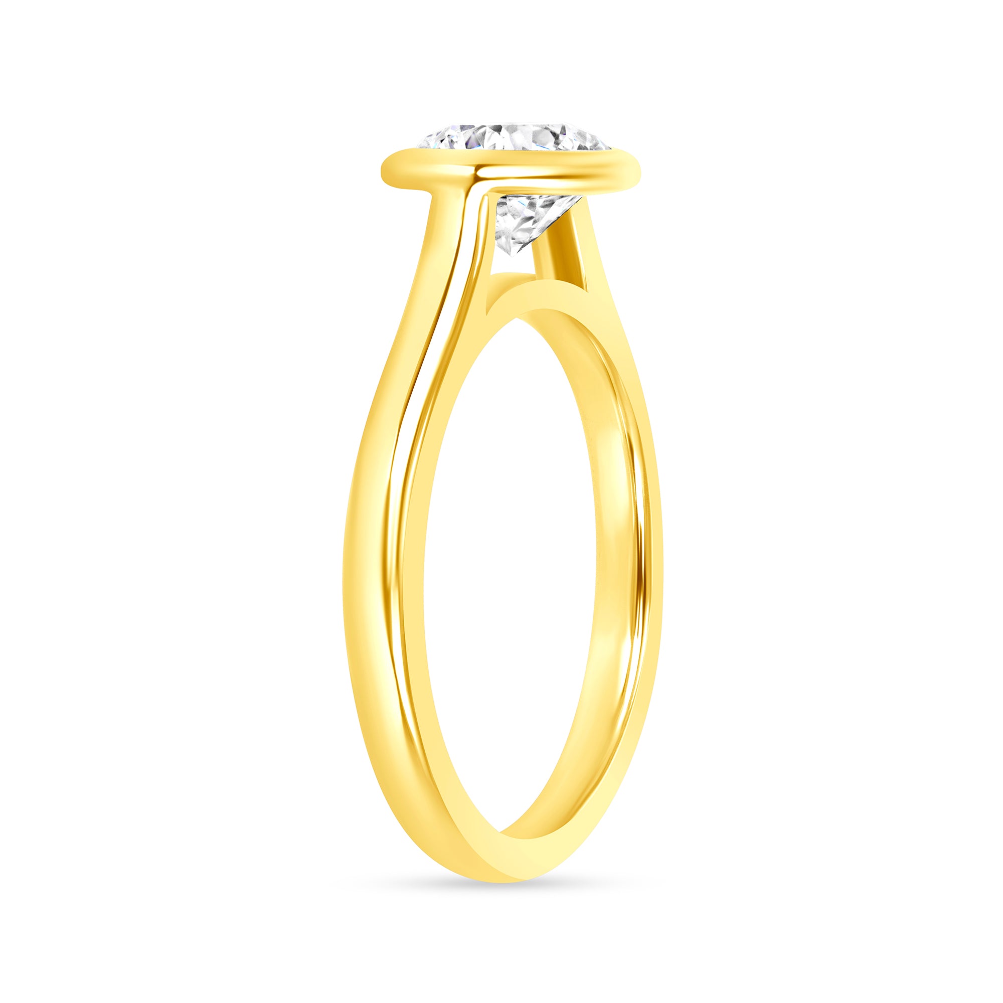 Bezel-Set Diamond Solitaire Ring in 18K Yellow Gold