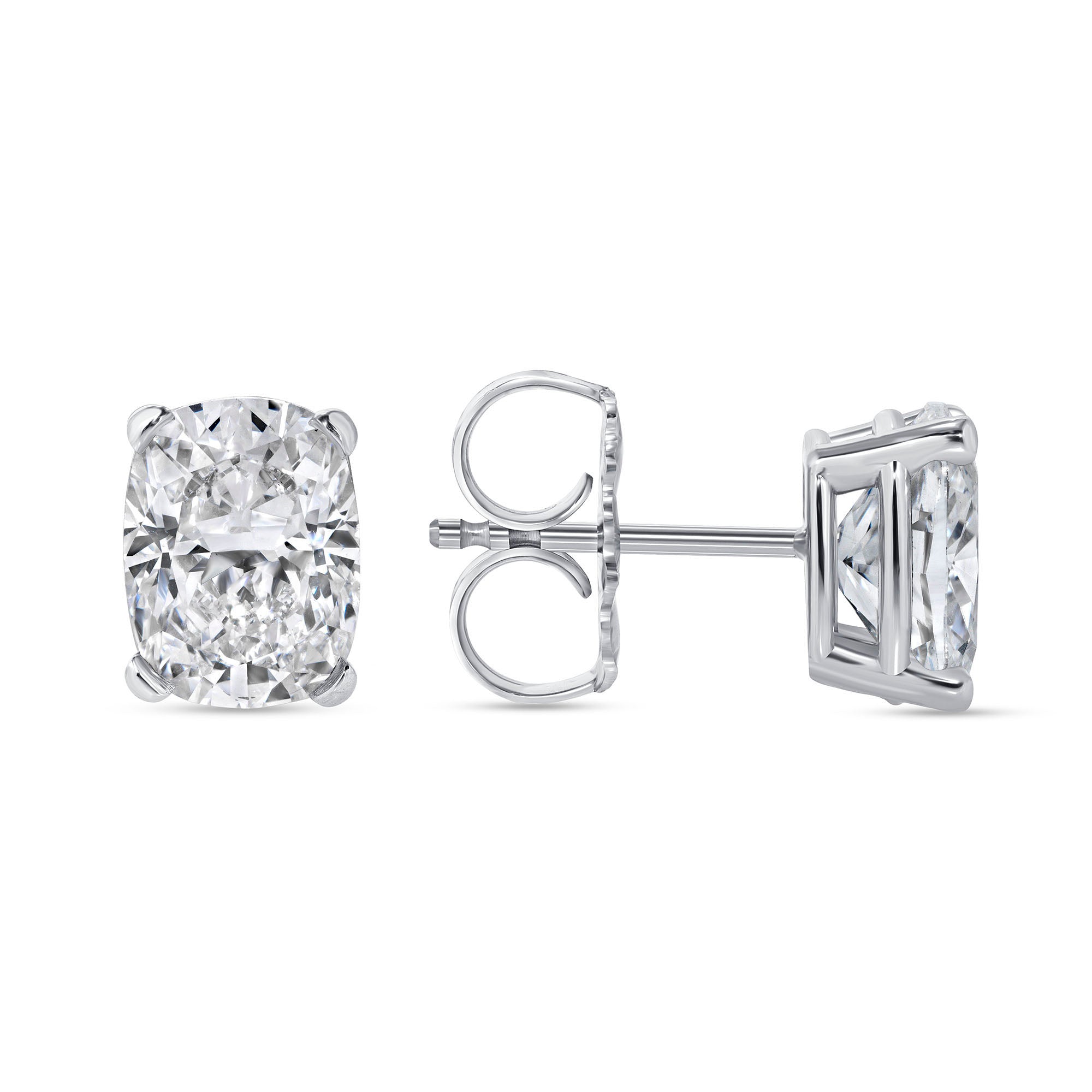 Cushion-Cut Diamond Stud Earrings in 18K White Gold