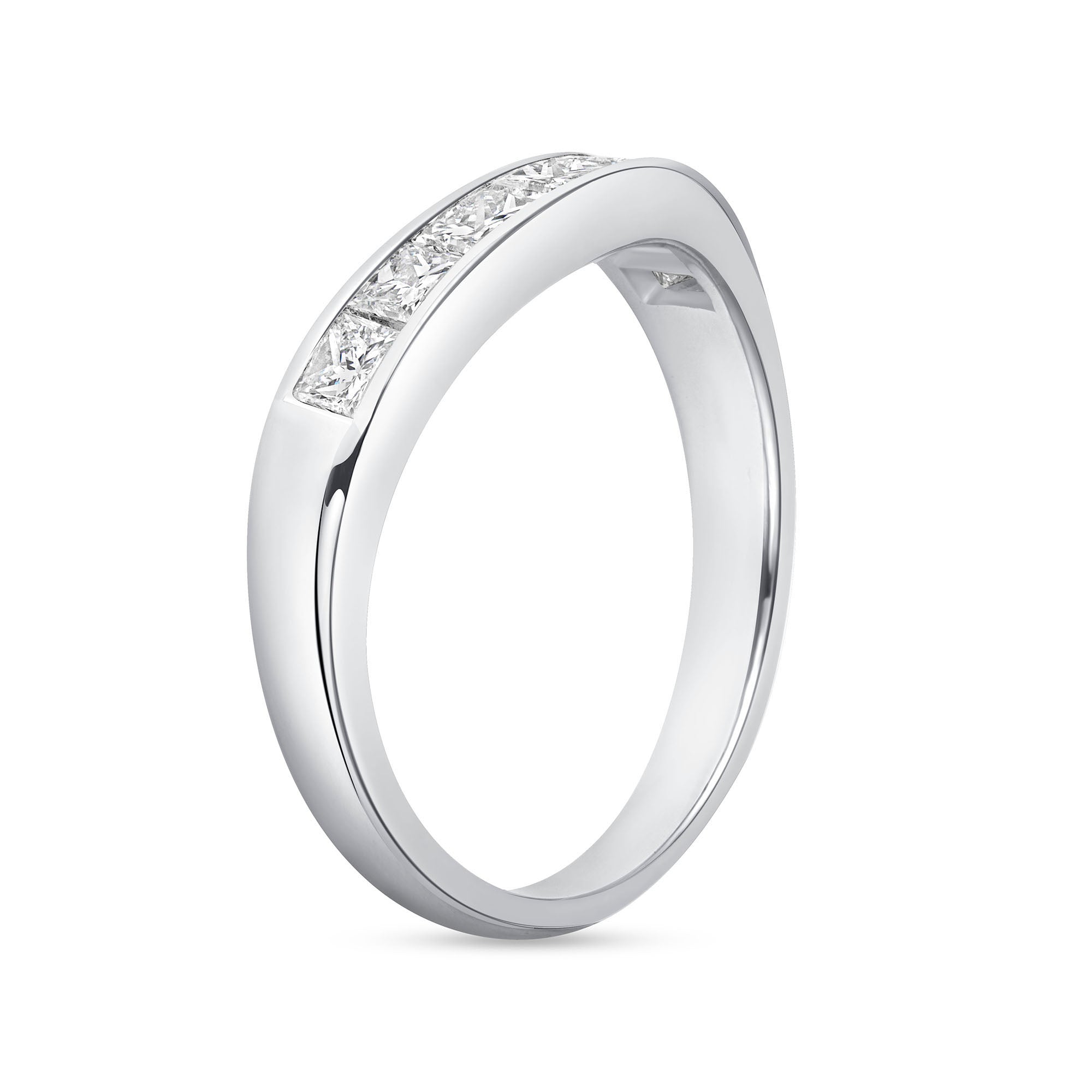 Princess Cut Diamond Platinum Channel Set Half Eternity Band