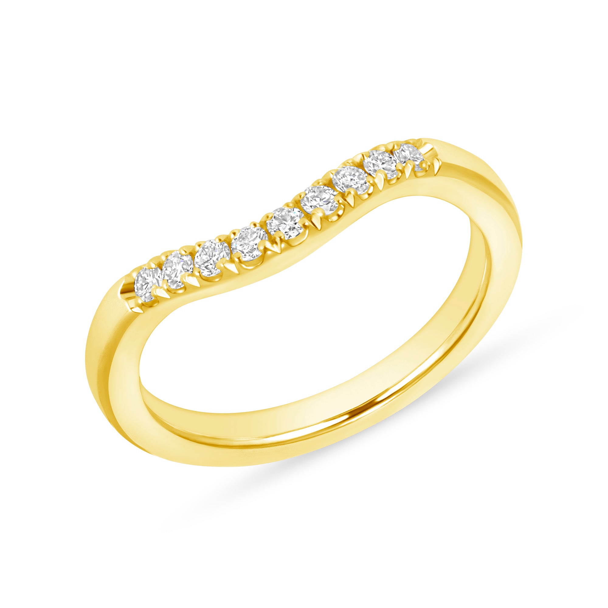 Curved Diamond Band in 18K Yellow Gold