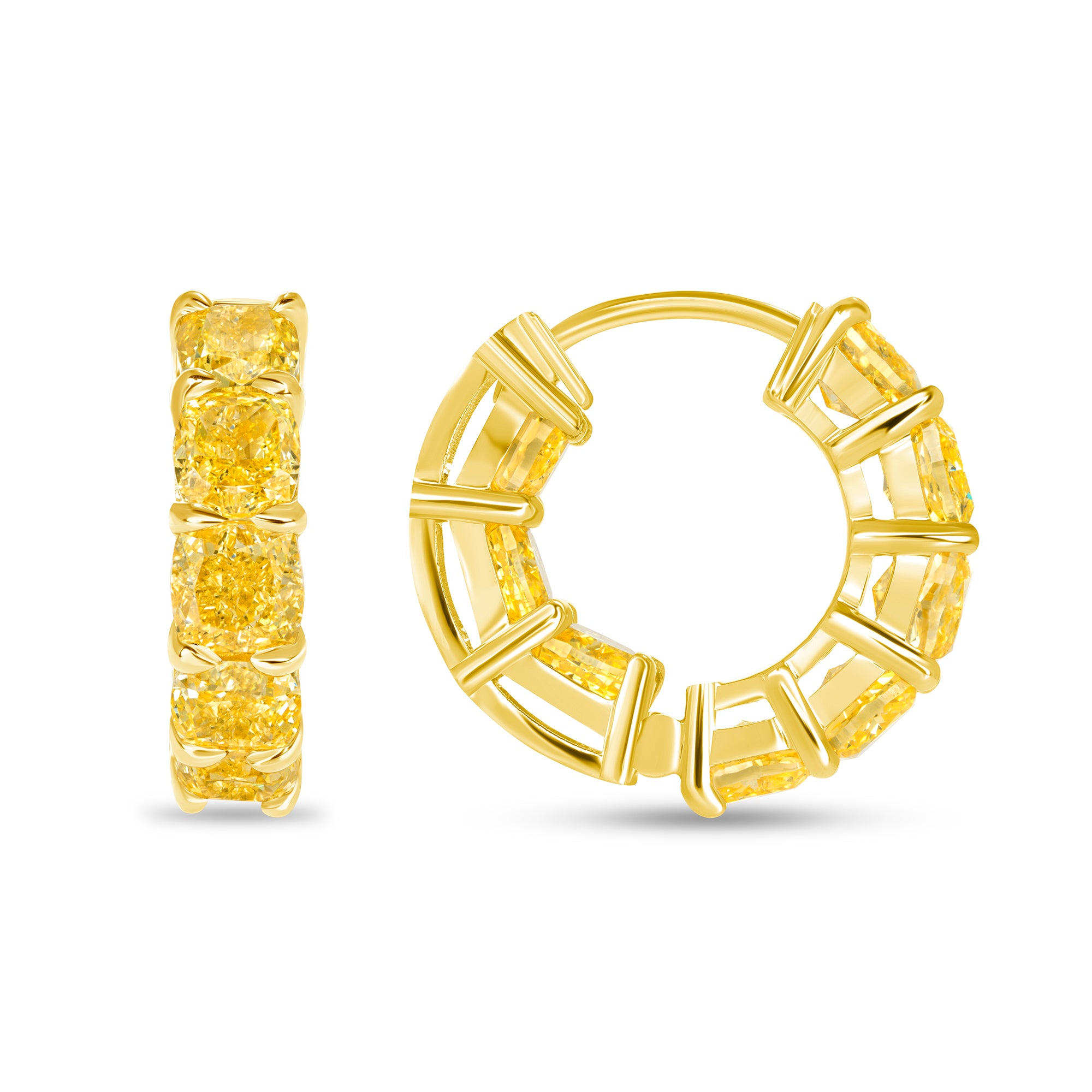 Radiant Cut Yellow Diamond Inside-Out Hoop Earrings in 18K Yellow Gold