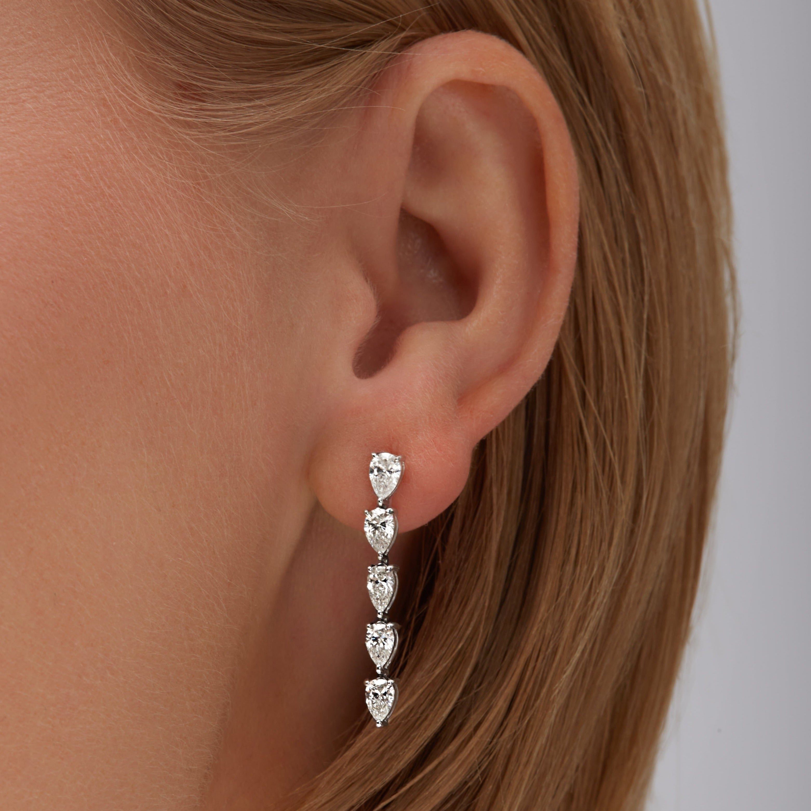 2.02ctw Pear Shape Diamond Dangle Earrings in 18K White Gold