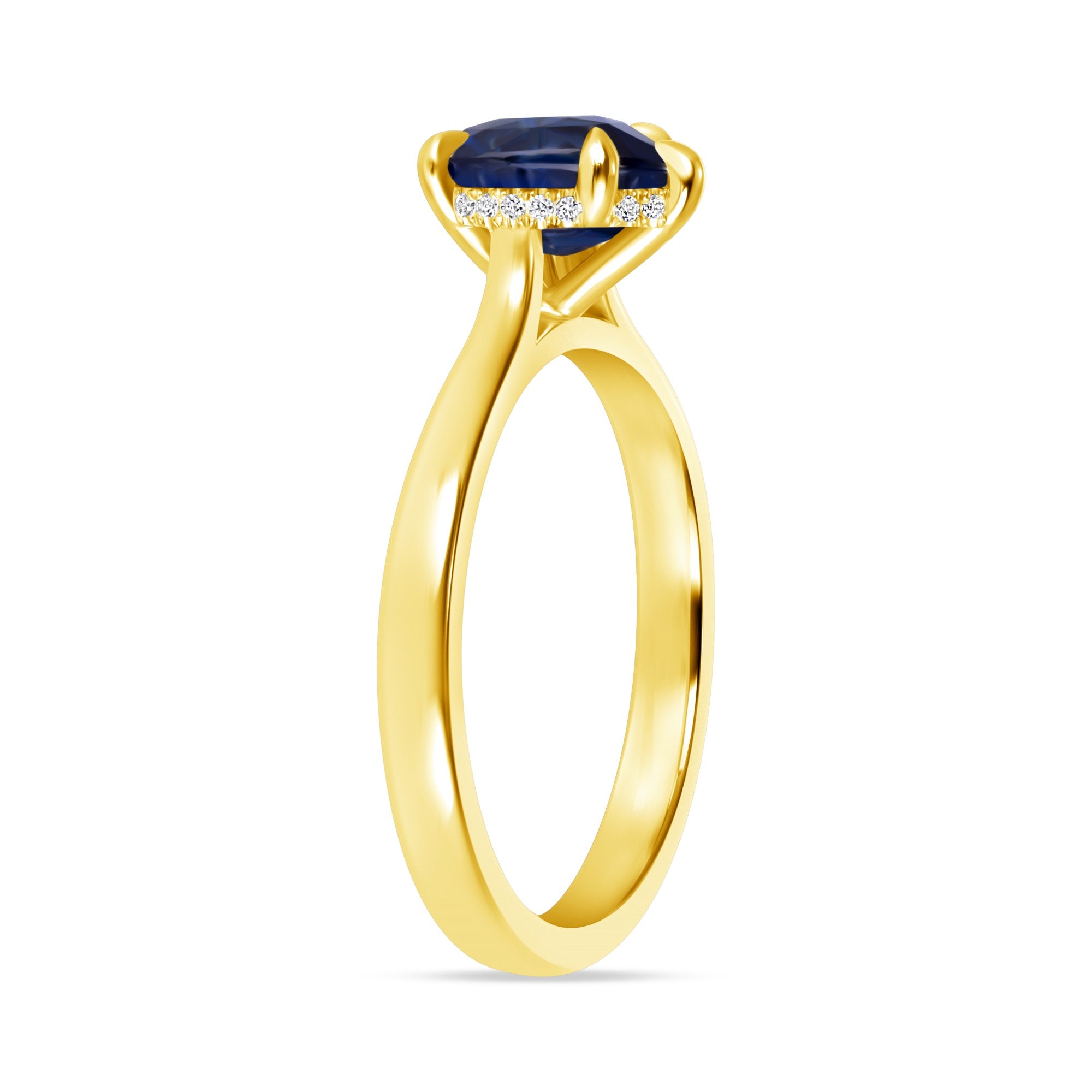 Pear-Cut Blue Sapphire Solitaire Ring in 18K Yellow Gold