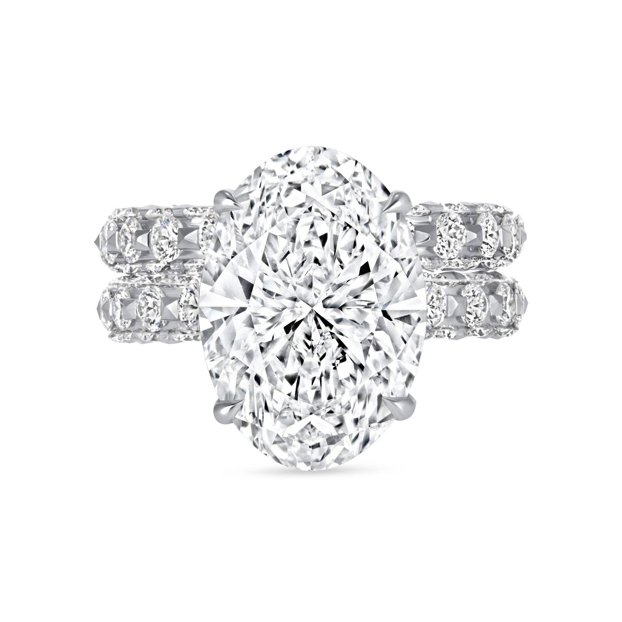 Oval-Cut Diamond Pavé Bridal Set in Platinum