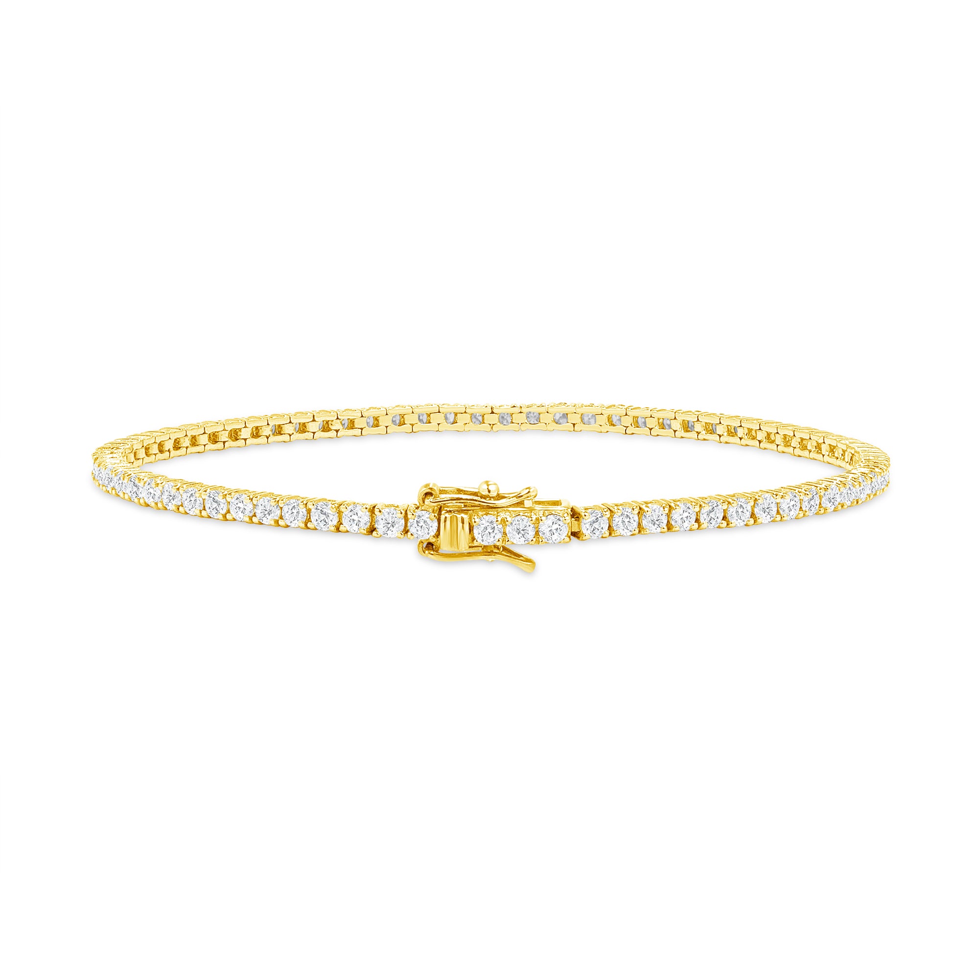 2.52ctw Round Brilliant Cut Diamond Tennis Bracelet in 18K Yellow Gold