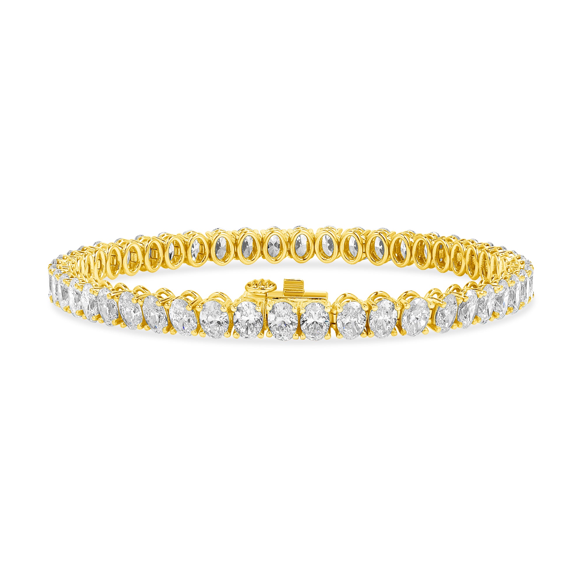 11.40ctw Oval Cut Diamond Tennis Bracelet in 18K Yellow Gold
