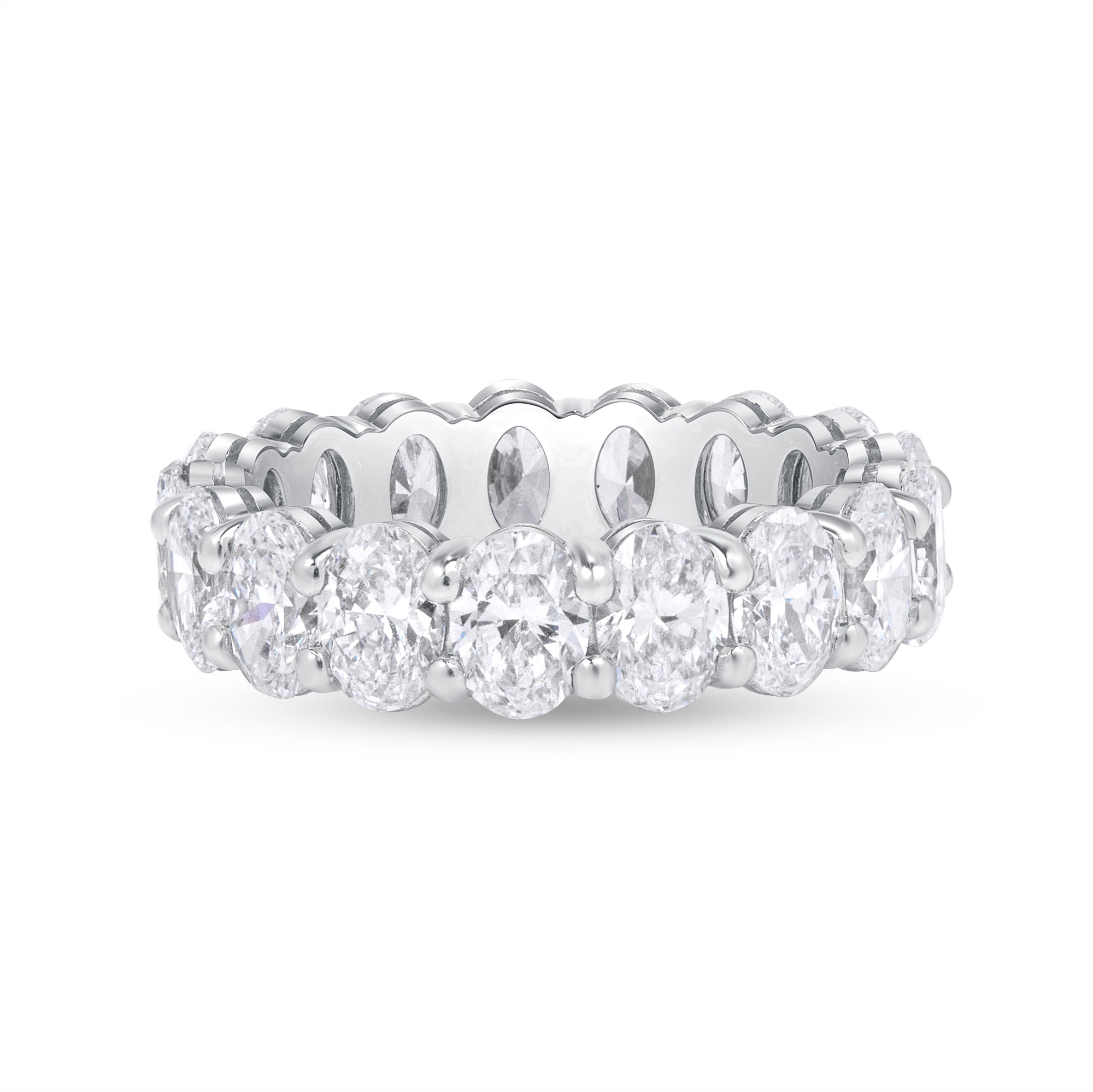 5.13ct Oval Cut Diamond Platinum Eternity Band, GIA Certified