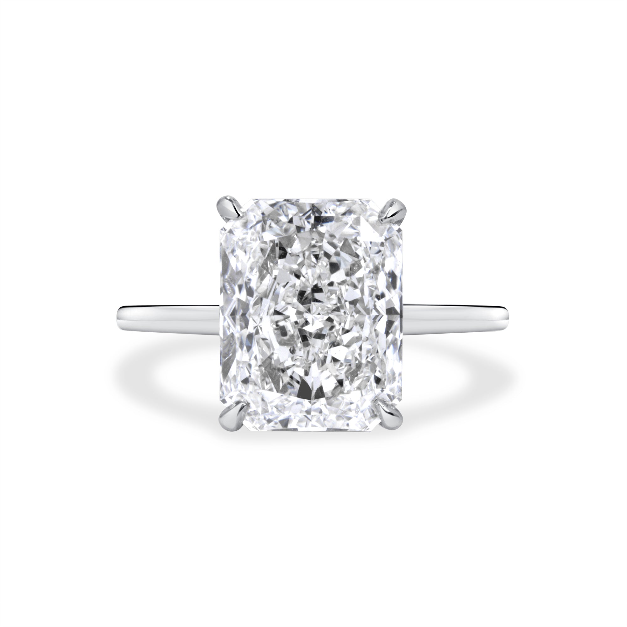 5.01ct Radiant Cut Diamond Solitaire Ring in Platinum Band, GIA Certified