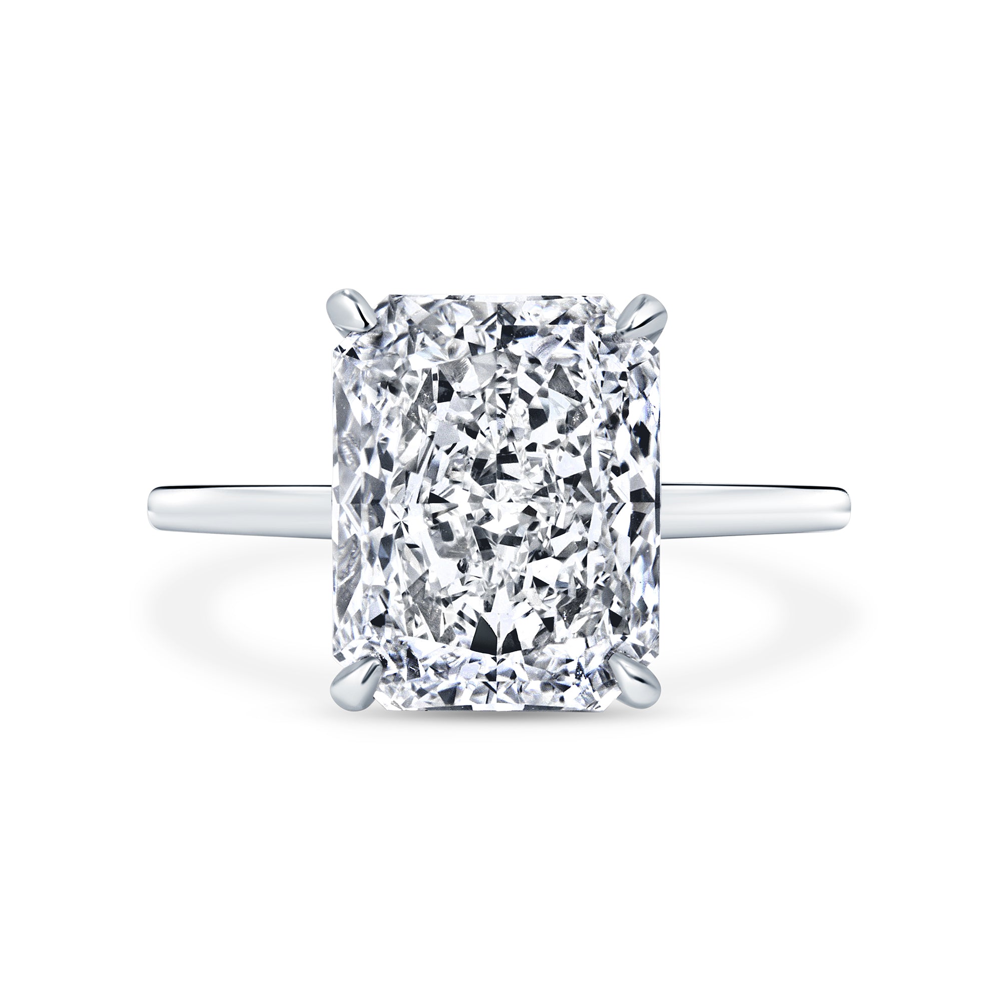 5.01ct Radiant Cut Diamond Solitaire Ring in Platinum Band, GIA Certified