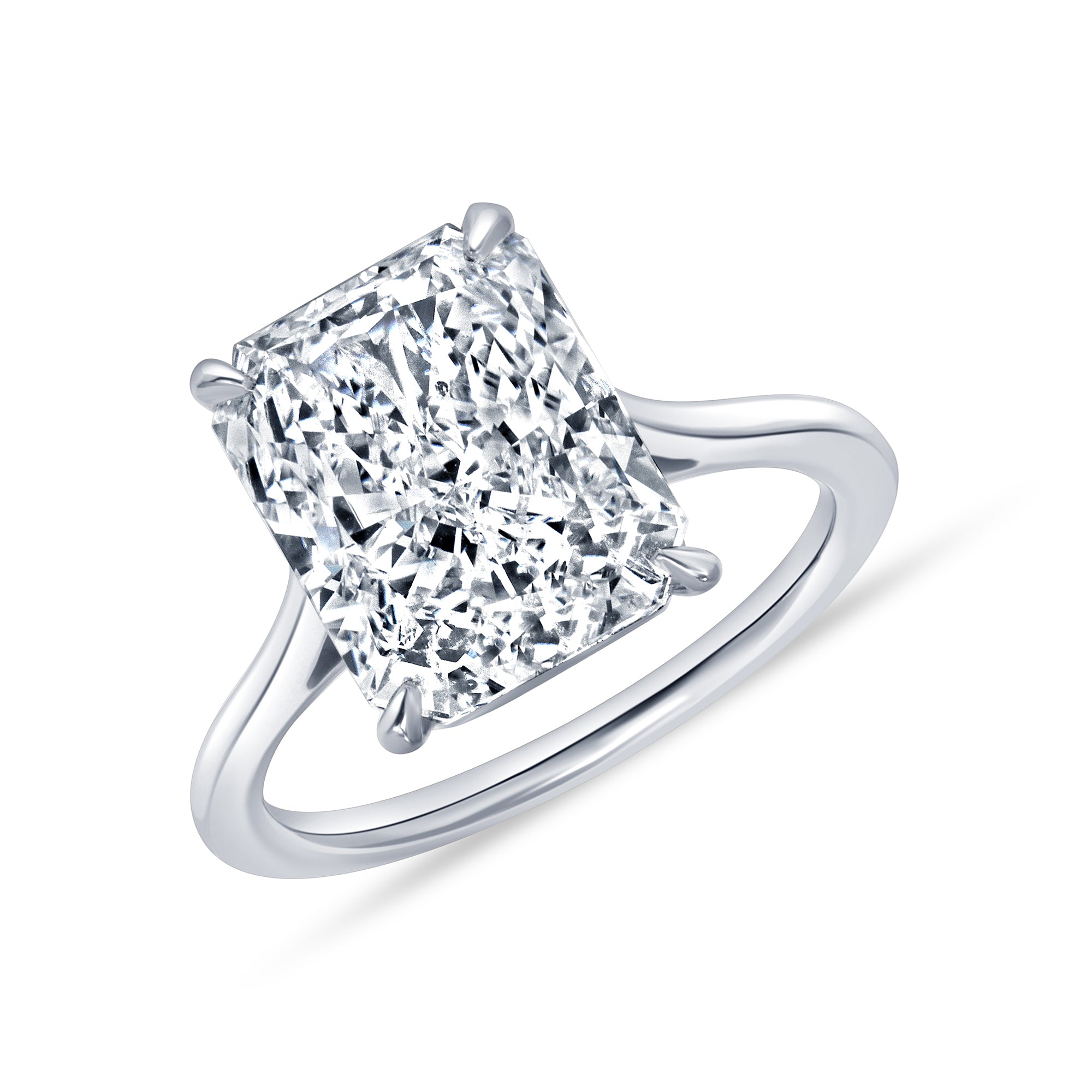 5.01ct Radiant Cut Diamond Solitaire Ring in Platinum Band, GIA Certified