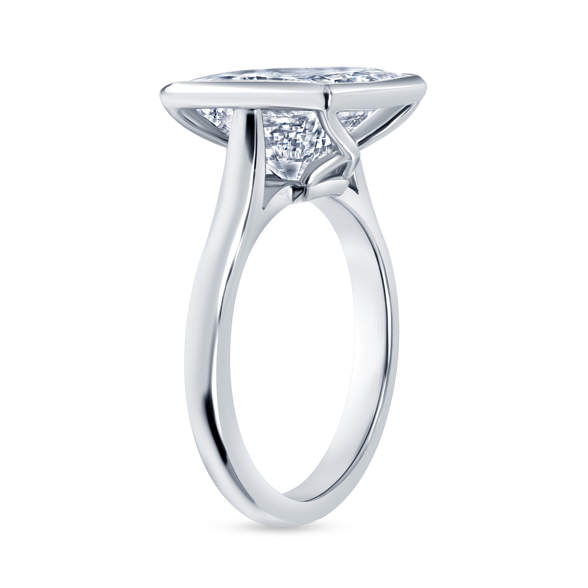 4.78ct Princess Cut Diamond Bezel Set Ring in Platinum Band, GIA Certified