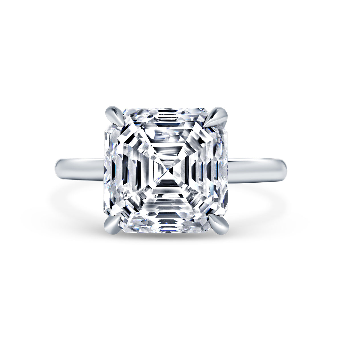 6.01ct Asscher Cut Diamond Hidden Halo Ring in Platinum Band, GIA Certified