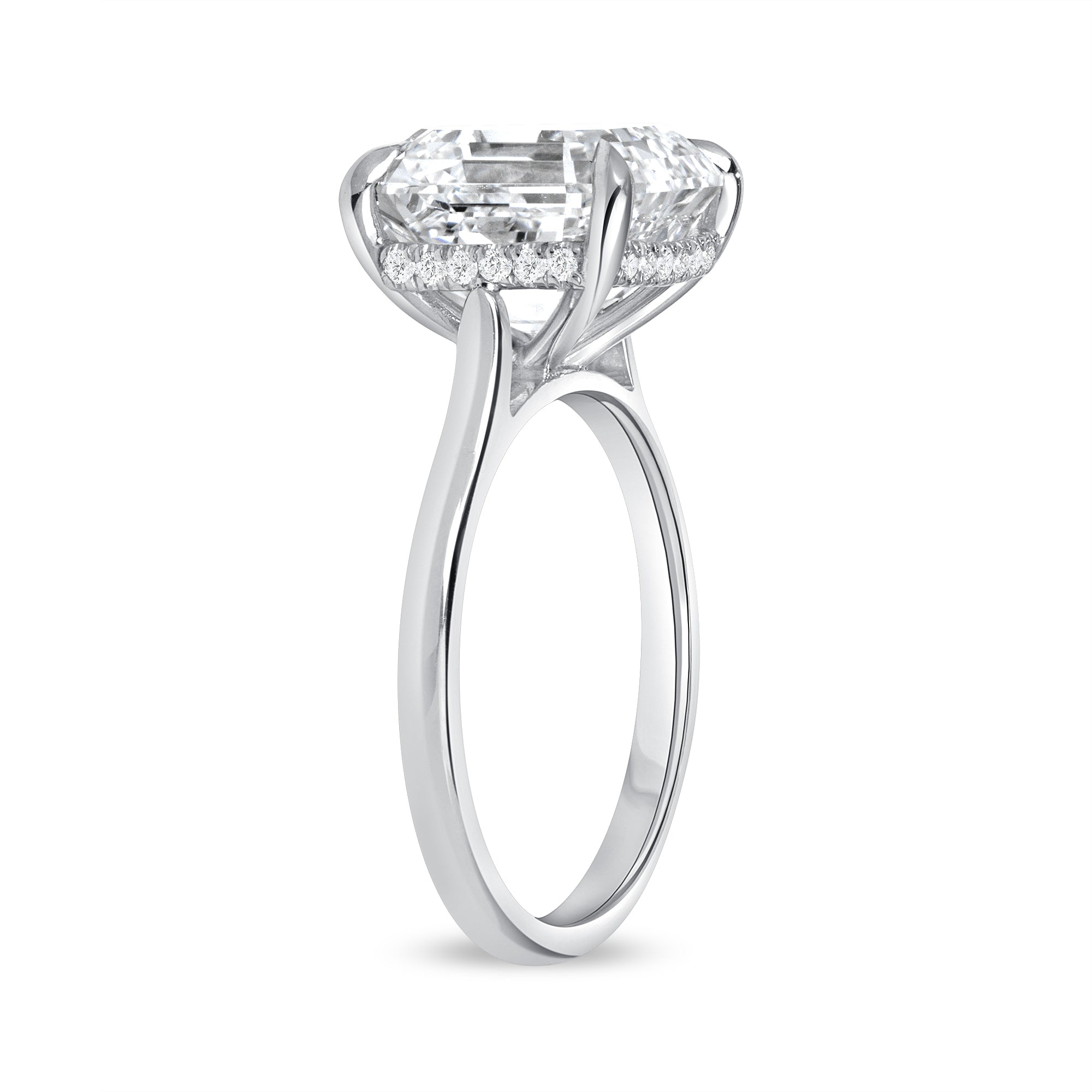 6.01ct Asscher Cut Diamond Hidden Halo Ring in Platinum Band, GIA Certified