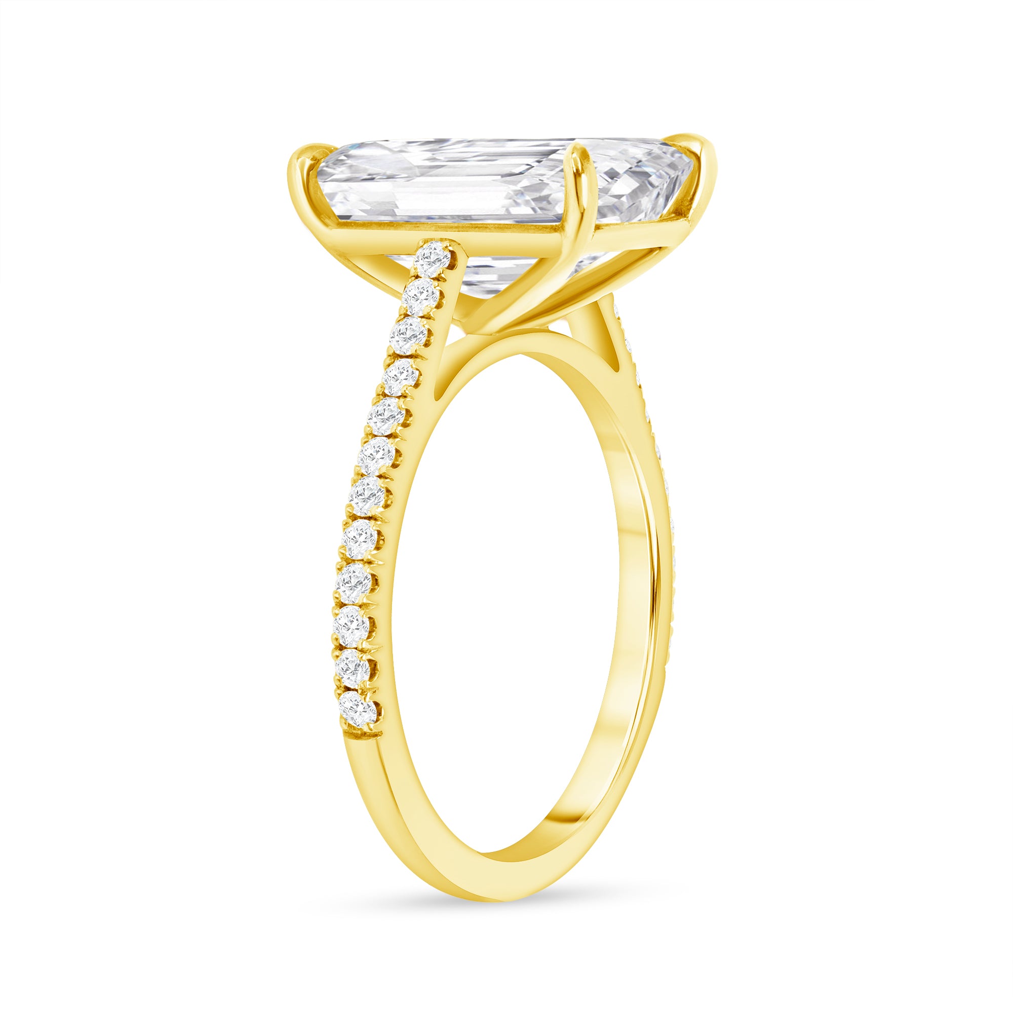 5.02ct Radiant Cut Diamond Ring in Pavé Gold Band, GIA Certified