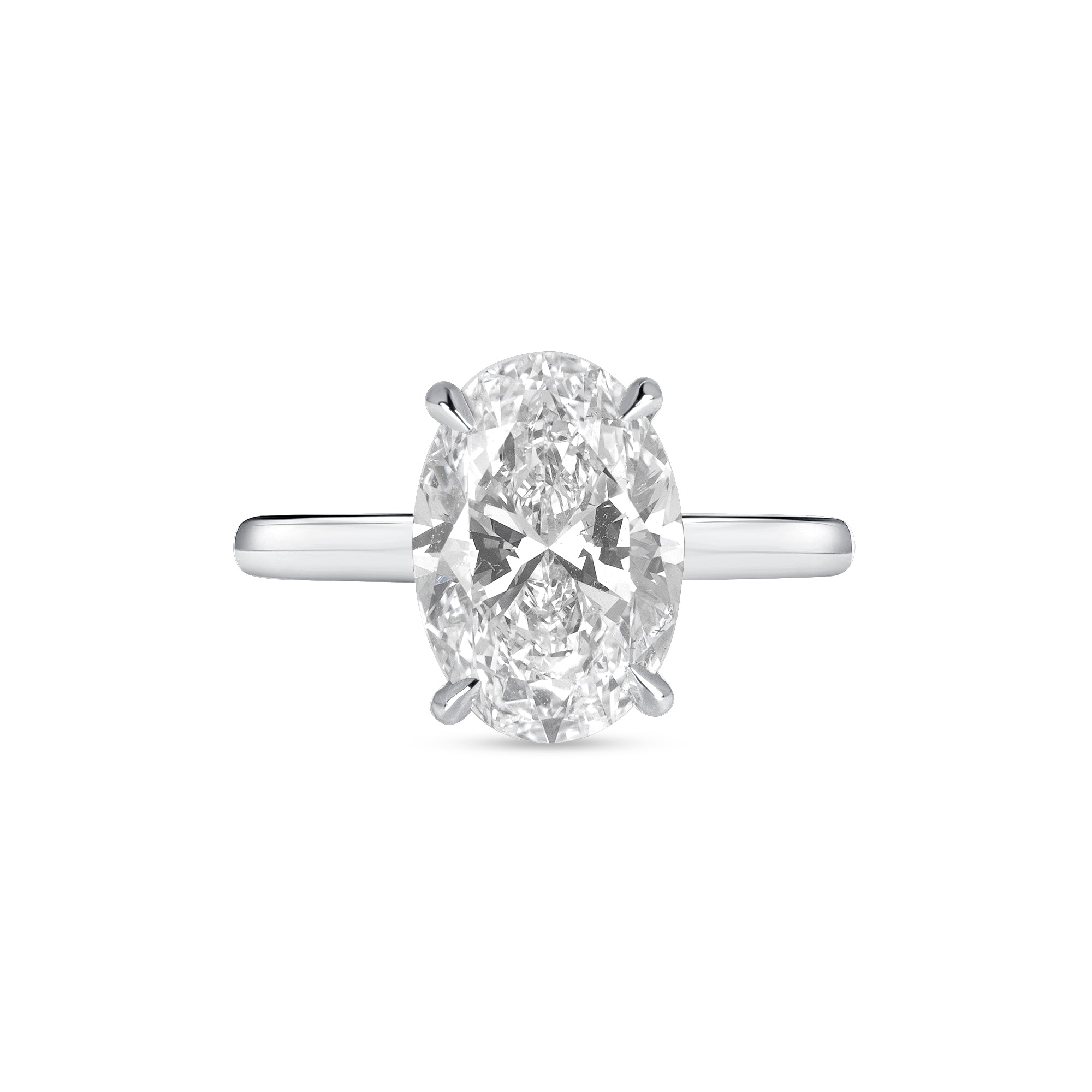 3.51ct Oval Cut Diamond Solitaire Ring in Platinum Band, GIA Certified