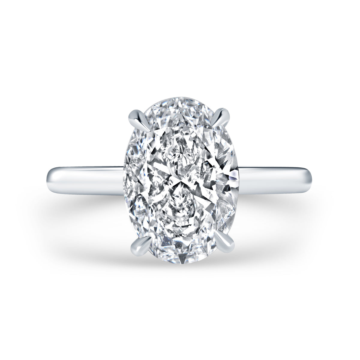 3.51ct Oval Cut Diamond Solitaire Ring in Platinum Band, GIA Certified