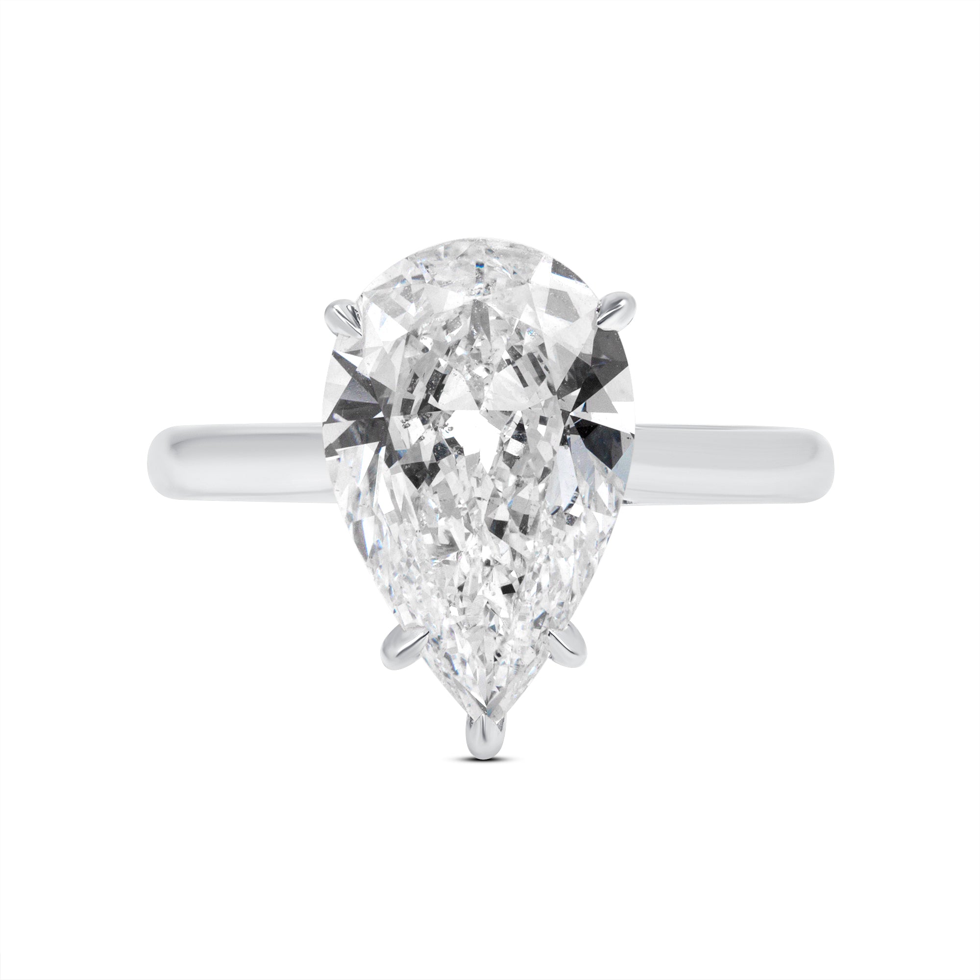 3.15ct Pear Cut Diamond Solitaire Ring in Platinum Band, GIA Certified