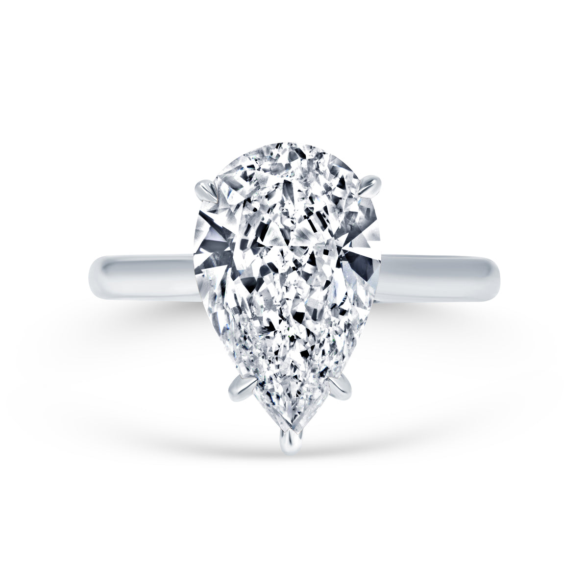 3.15ct Pear Cut Diamond Solitaire Ring in Platinum Band, GIA Certified