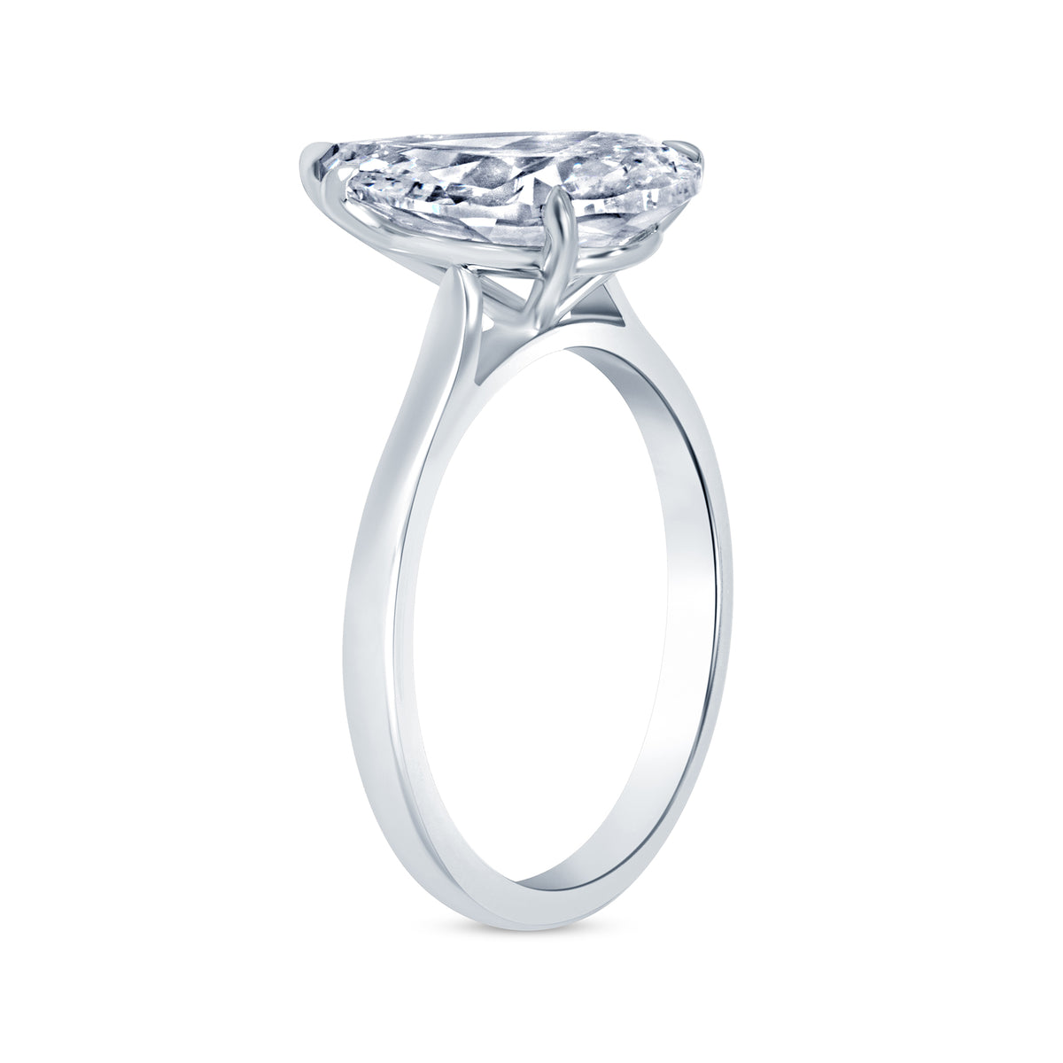 3.15ct Pear Cut Diamond Solitaire Ring in Platinum Band, GIA Certified