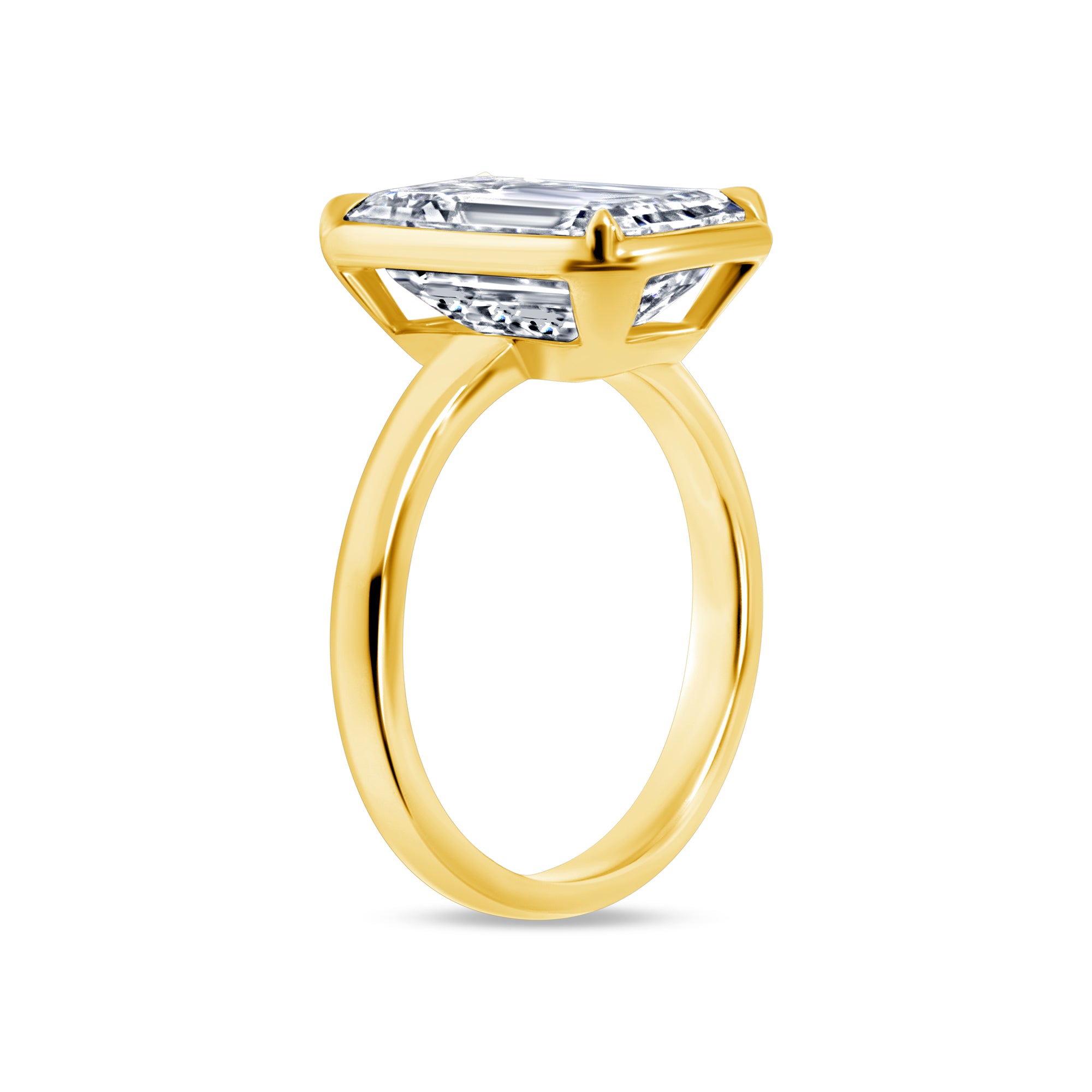 5.27ct Emerald Cut Diamond Solitaire Ring, Bezel Set with 18k Yellow Gold Band, GIA Certified