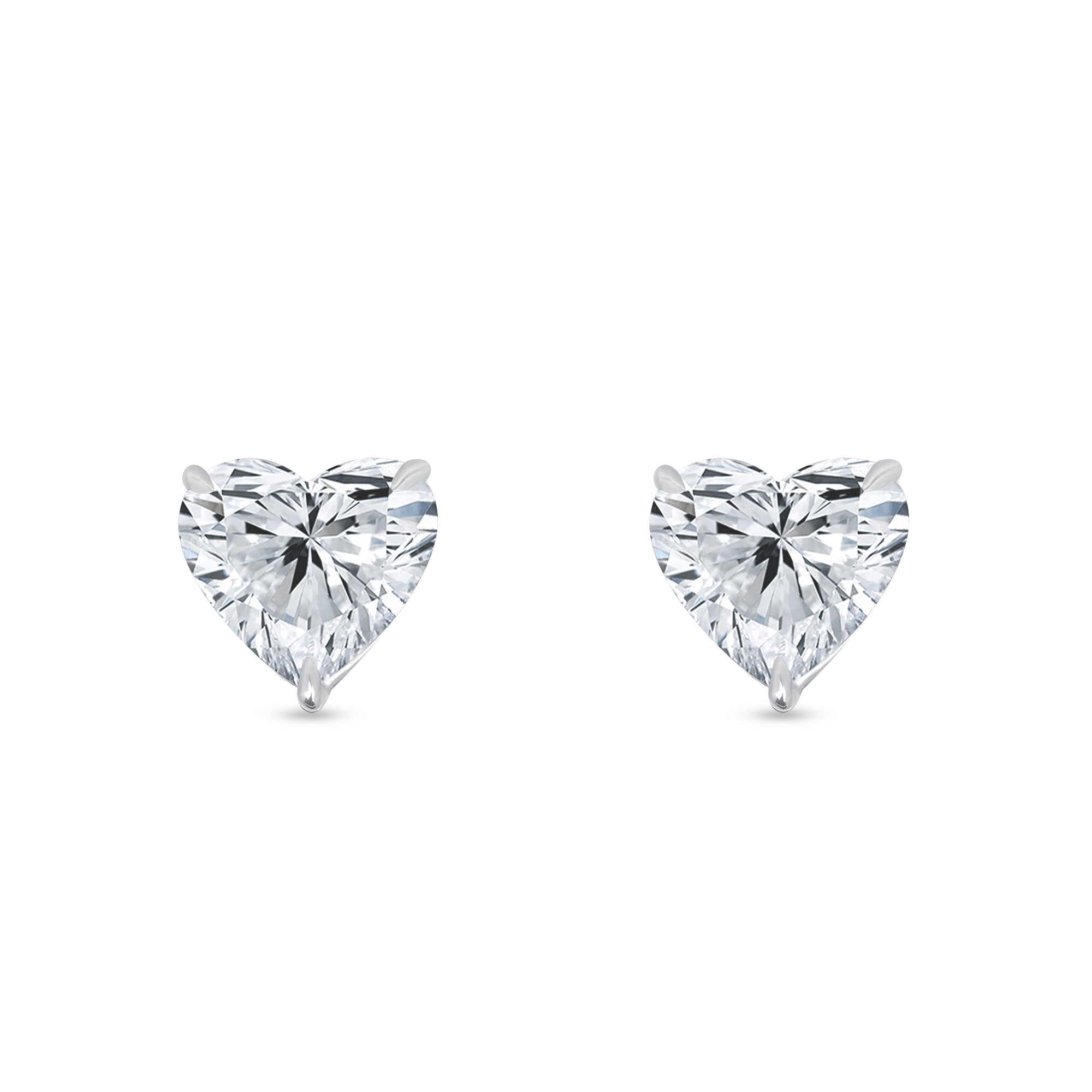 Heart Shape Diamond Stud Earrings In White Gold, GIA Certified