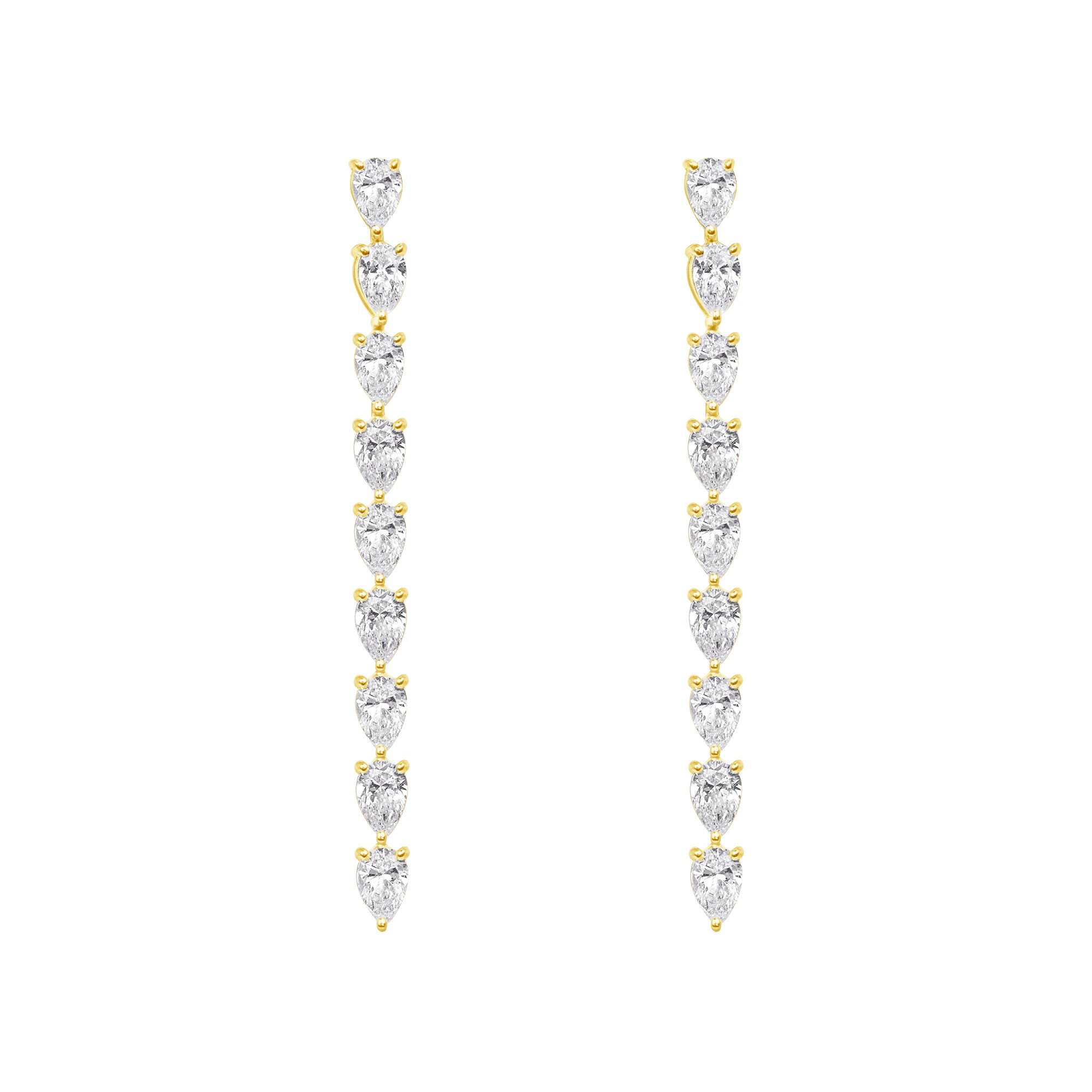 Pear Shaped Diamond Shoulder Duster Earrings in 18K Yellow Gold