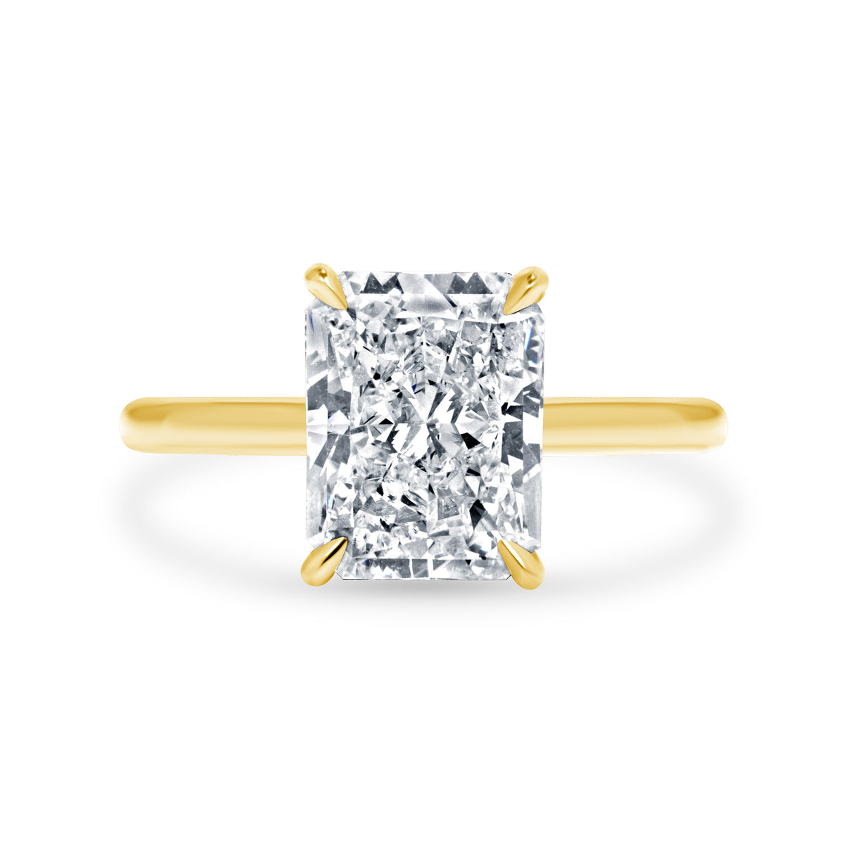 3.14ct Radiant Cut Diamond Hidden Halo Ring in 18k Yellow Gold Band, GIA Certified