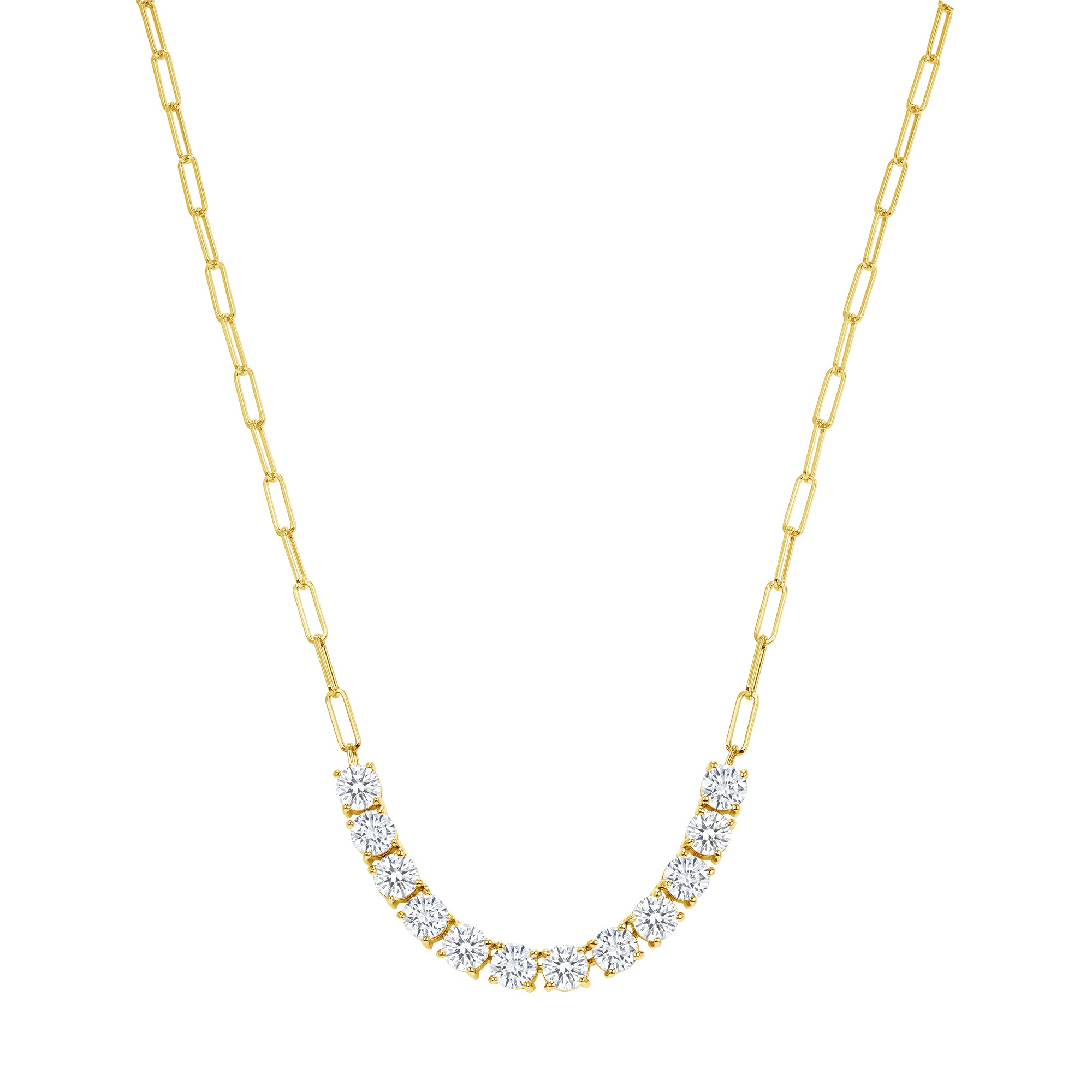 3.04ct. Round Brilliant Floating Diamond Necklace in 18K Yellow Gold