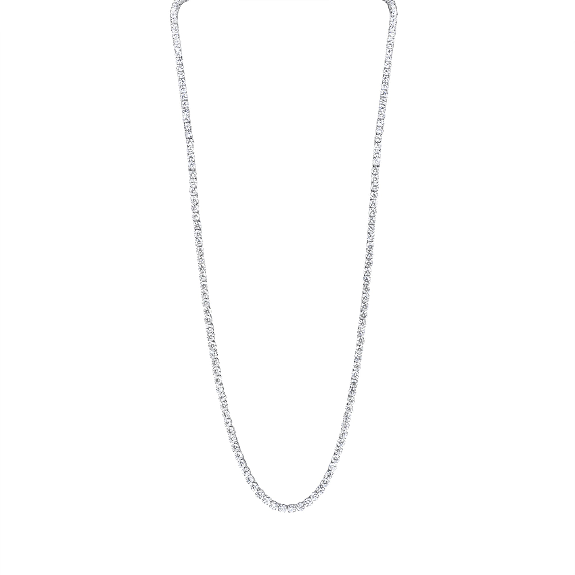 55.38ctw Classic Opera Diamond Tennis Necklace in 18K White Gold