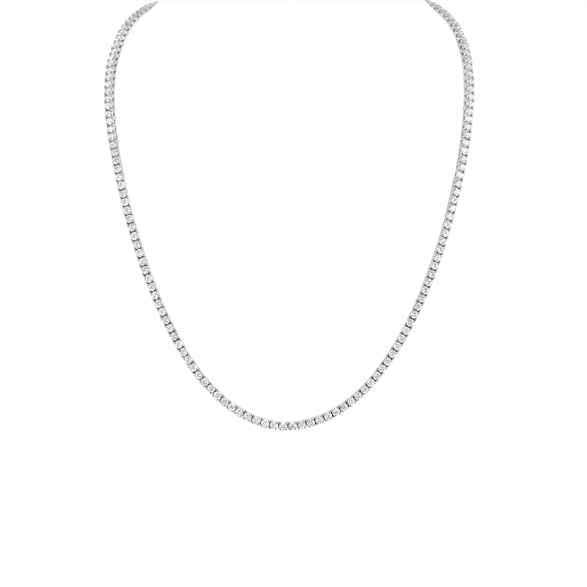 18.11ct Straight Line Round Brilliant Diamond Tennis Necklace in 18K White Gold
