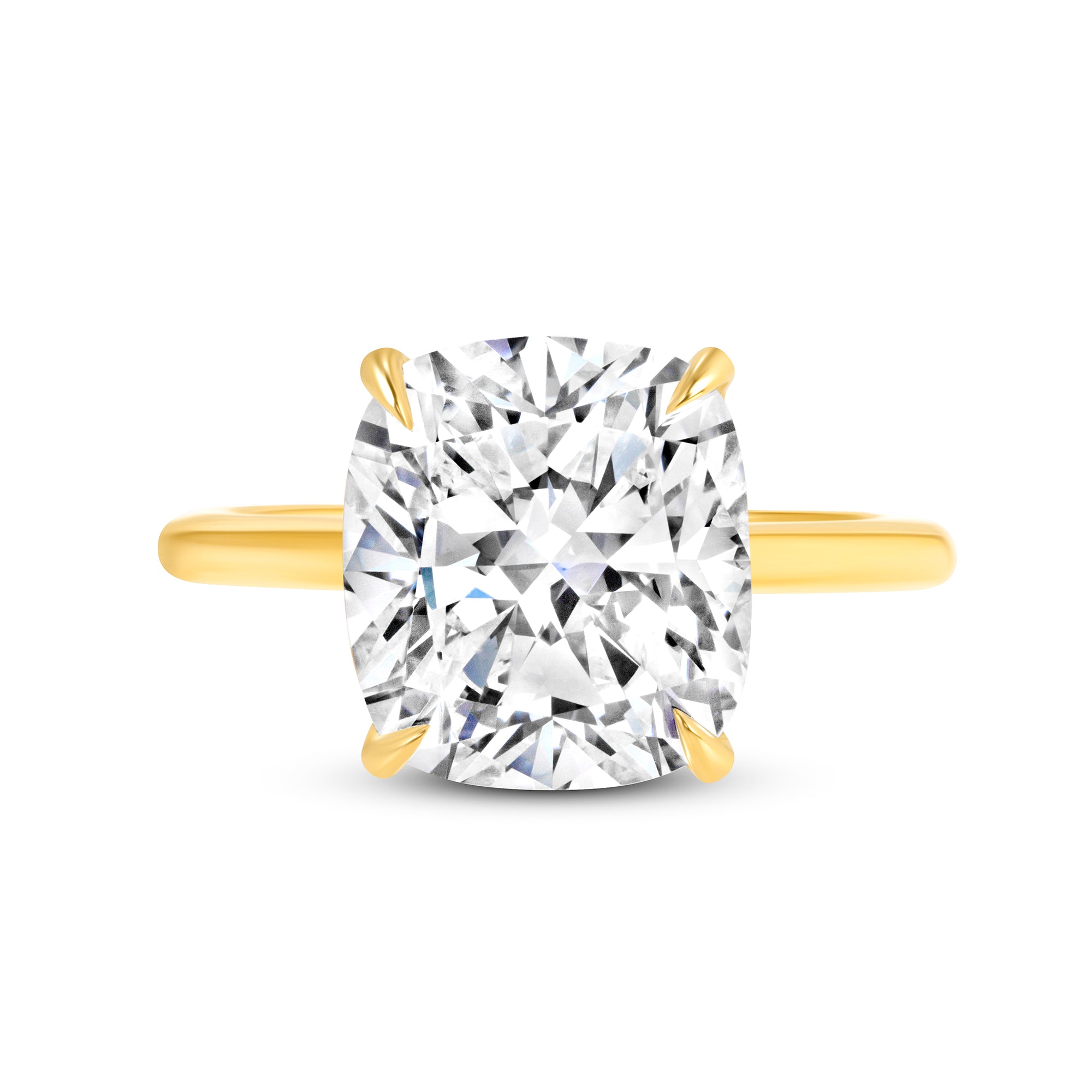 Cushion Cut Diamond Solitaire with Hidden Halo in 18K Yellow Gold