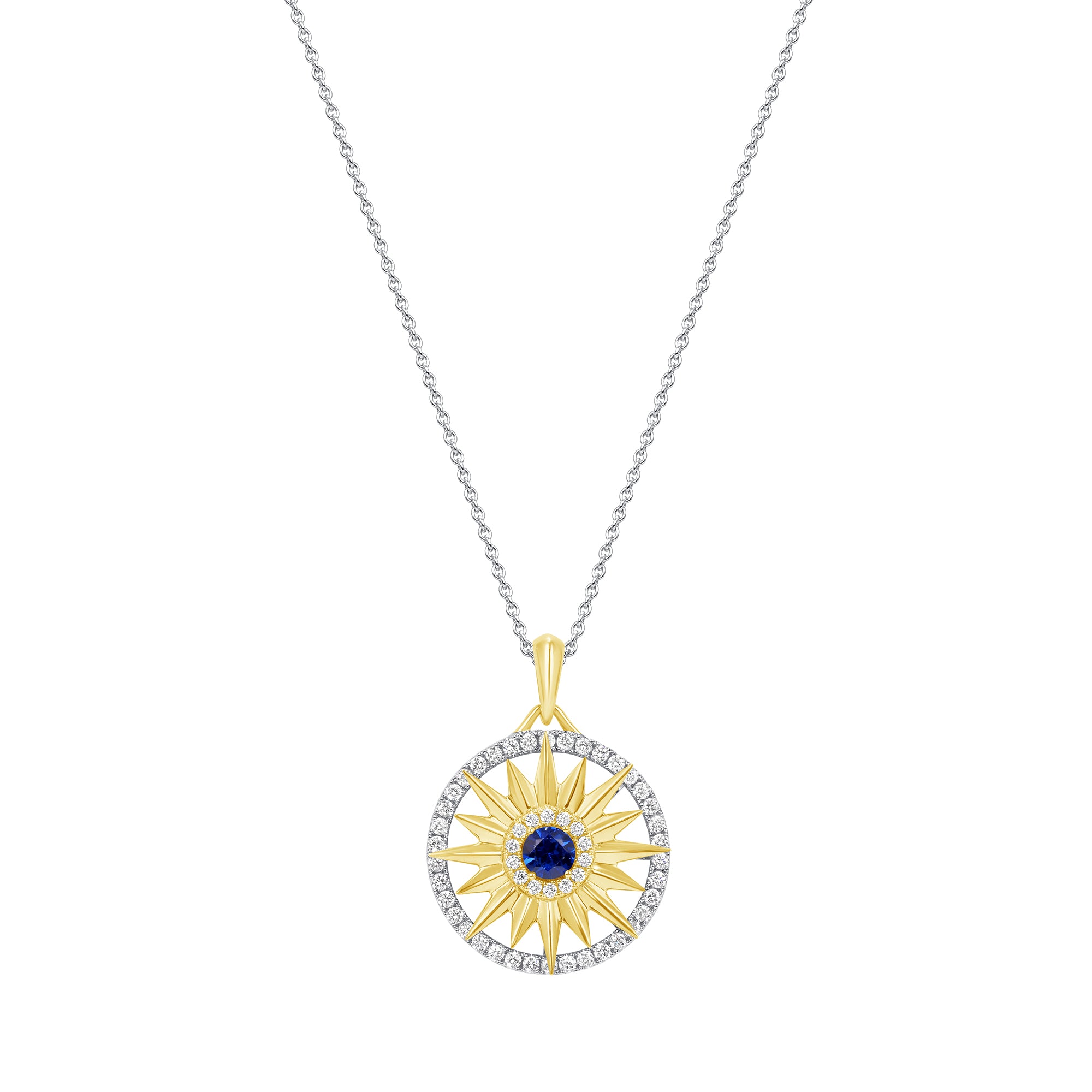 Diamond and Sapphire Pendant in 18K Two Tone